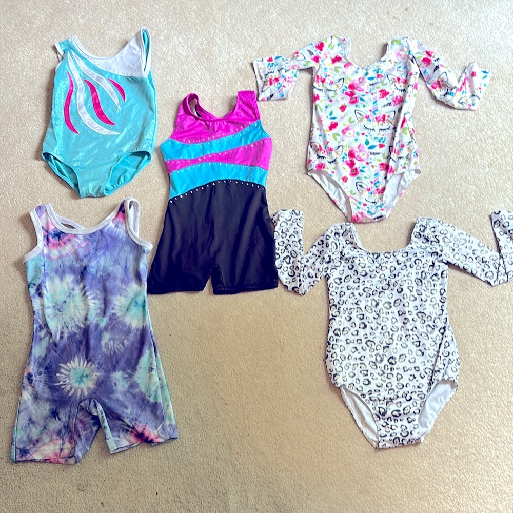 lot of five girls size 6 leotard gymnastics dance tumbling cheer